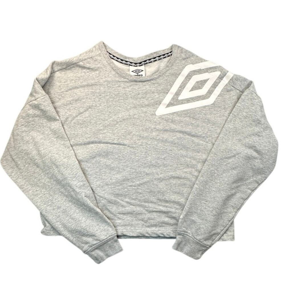 Umbro Heather Grey Cropped Long Sleeve Pullover Double Diamond Logo XL Gorpcore
